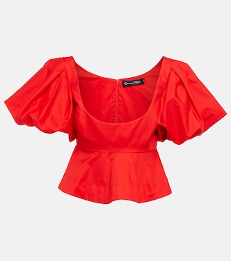 Peplum cotton crop top | Oscar de la Renta