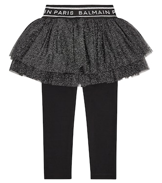 Leggings in tulle e jersey | Balmain Kids