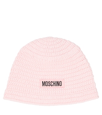 Logo crochet cotton beanie | Moschino Kids