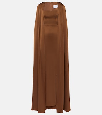 Caped satin gown | Alex Perry