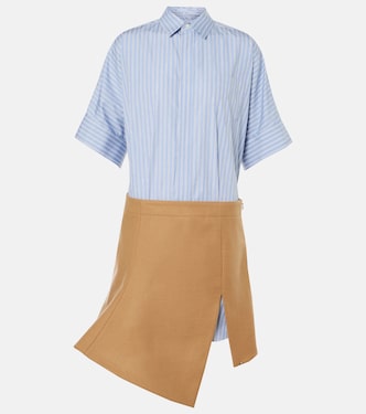 Melton cotton poplin and wool minidress | Sacai