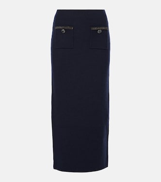 Wool and cotton-blend midi skirt | Self-Portrait