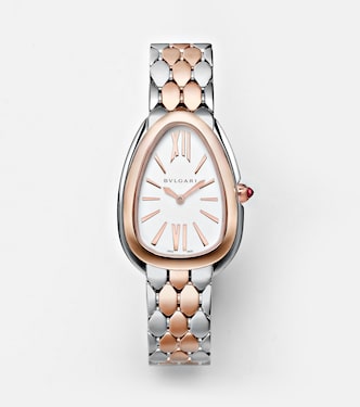 Serpenti Seduttori 33mm 18kt gold and stainless steel watch with rubellite | Bvlgari