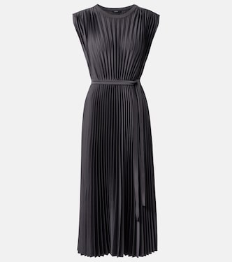 Volta belted plissé satin midi dress | Joseph