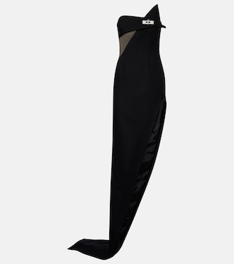 Robe longue asymétrique en laine mélangée | David Koma