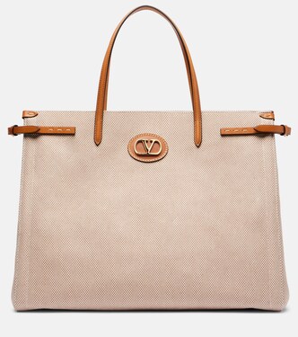 Antibes leather-trimmed canvas tote bag | Valentino Garavani