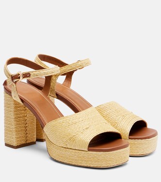 Jodie raffia and leather platform sandals | Staud