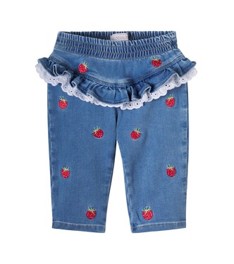 x Disney® baby embroidered ruffled jeans | Monnalisa
