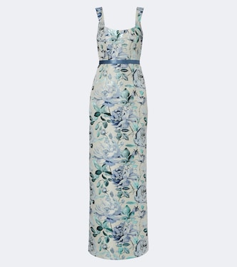 Robin belted floral brocade gown | Markarian