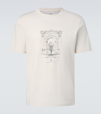 تي شيرت من القطن الجيرسيه مطبوع | Brunello Cucinelli