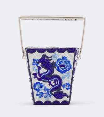 حقيبة كلاتش مع تزيين Take Out Box Blue Dragon  | Judith Leiber Couture