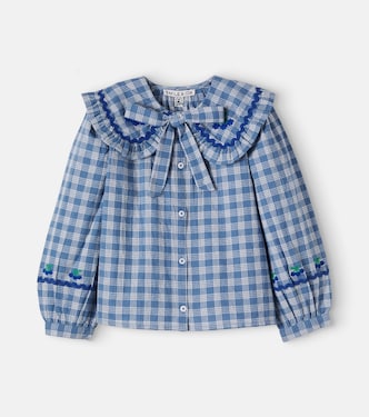 Bow-detail checked cotton shirt | Emile et Ida