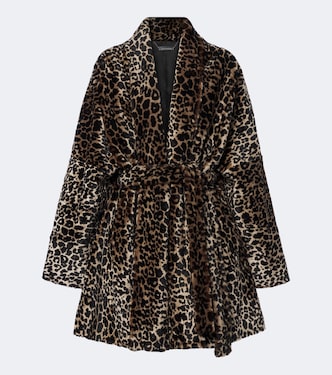 Raquel leopard-print shearling wrap coat | Nour Hammour