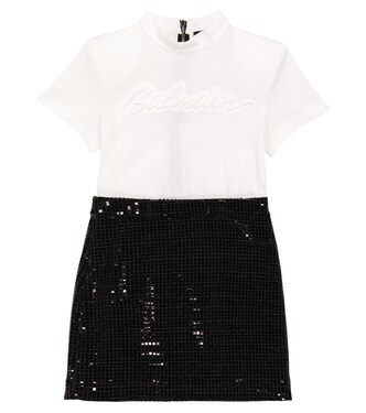 Embellished cotton T-shirt dress | Balmain Kids