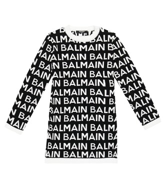 Logo cotton knit dress | Balmain Kids