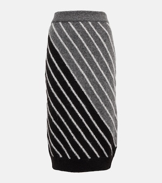 Alpaca wool-blend striped midi skirt | Stella McCartney