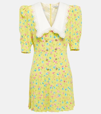 Vestido corto de seda floral | Alessandra Rich