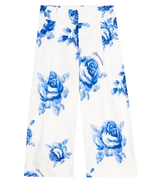 Floral wide-leg cotton pants | Monnalisa