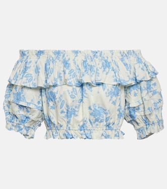 Audrille linen-blend cropped top | LoveShackFancy