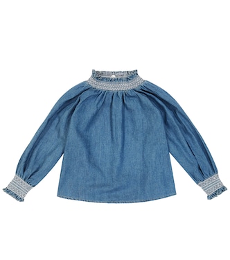 Yuji smocked denim blouse | C'era Una Volta