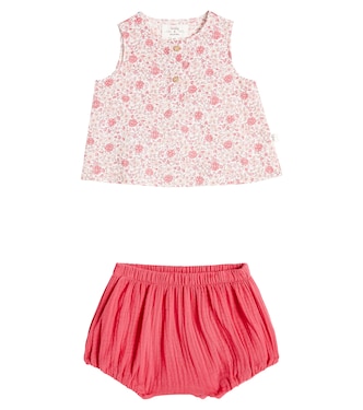 Baby floral cotton dress and bloomers set | Il Gufo