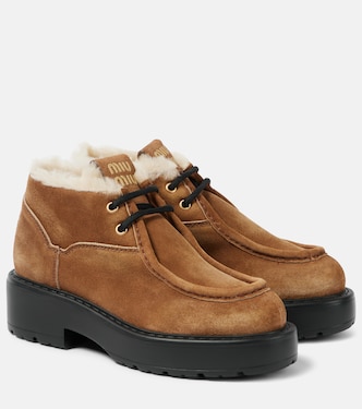 Ankle Boots Chunky aus Leder mit Shearling | Miu Miu
