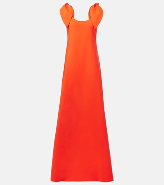 Bow-detail wool-blend gown | Oscar de la Renta