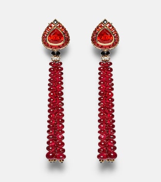 18kt gold earrings with opal, sapphire, onyx, and diamonds | Marina B