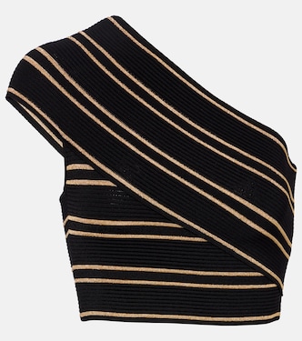 Striped one-shoulder crop top | Balmain