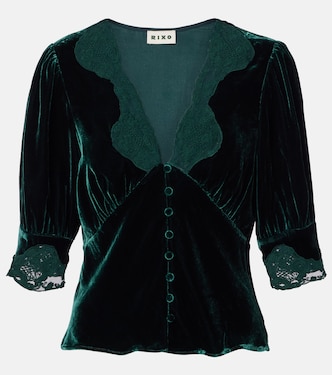 Amanda lace-trimmed velvet top | Rixo