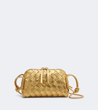 Pouch Concert de piel Intrecciato metalizada | Bottega Veneta