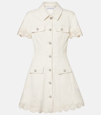 Broderie anglaise denim minidress | Self-Portrait