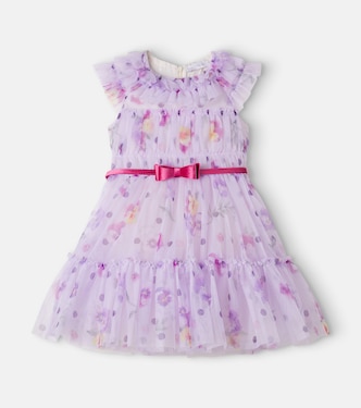 Floral belted tulle dress | Monnalisa