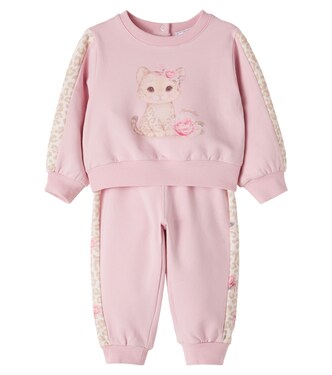 Baby cotton-blend sweatshirt and sweatpants set | Monnalisa