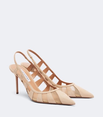 Slingback-Pumps Screen 85 aus Veloursleder | Aquazzura