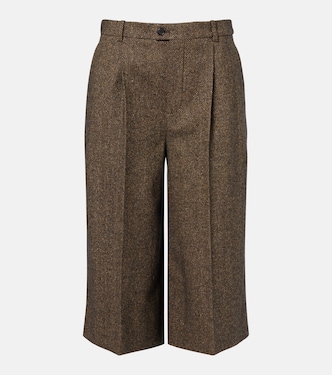Herringbone wool-blend Bermuda shorts | Saint Laurent