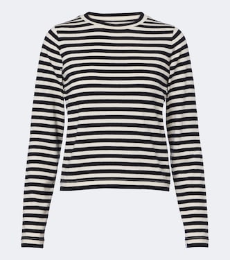 Top N°451 Lisa de algodón y cachemir a rayas | Extreme Cashmere