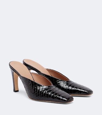 Rowe croc-effect patent leather mules | Malone Souliers