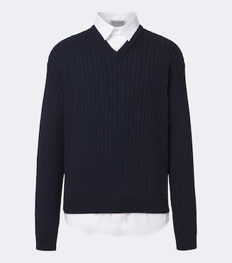 Layered ribbed-knit cotton sweater | Balenciaga