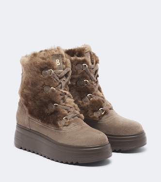 Stockholm suede and shearling lace-up boots | Bogner