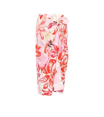 Floral cotton-blend midi wrap skirt | Marni