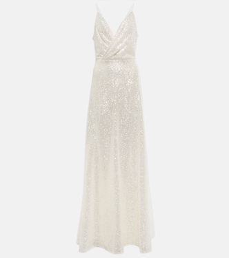 Robe longue Kristina en tulle à sequins | Costarellos