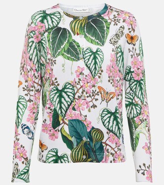 Floral cotton-blend knit cardigan | Oscar de la Renta