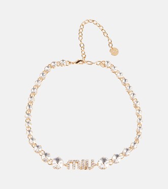 Collier à cristaux et à logo | Miu Miu