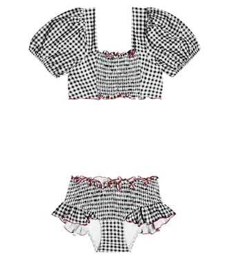 Gingham puff-sleeve bikini | Suncracy