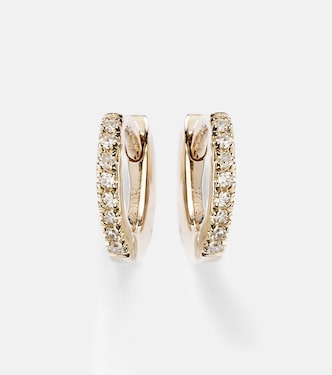 10kt gold hoop earrings with diamonds | Stone and Strand