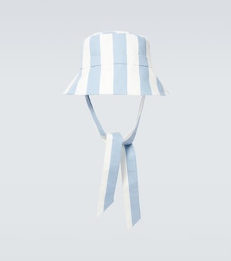 Striped cotton canvas bucket hat | King & Tuckfield