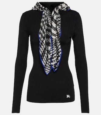 Scarf-detail ribbed-knit sweater | Burberry