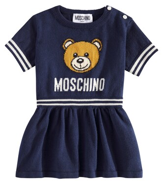 Baby Teddy Bear cotton and wool dress | Moschino Kids