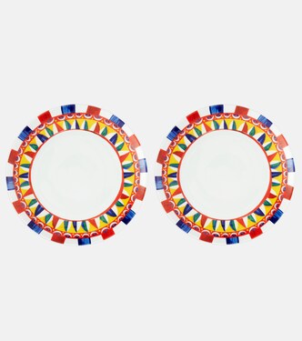 Set of 2 porcelain dessert plates | Dolce&Gabbana Casa